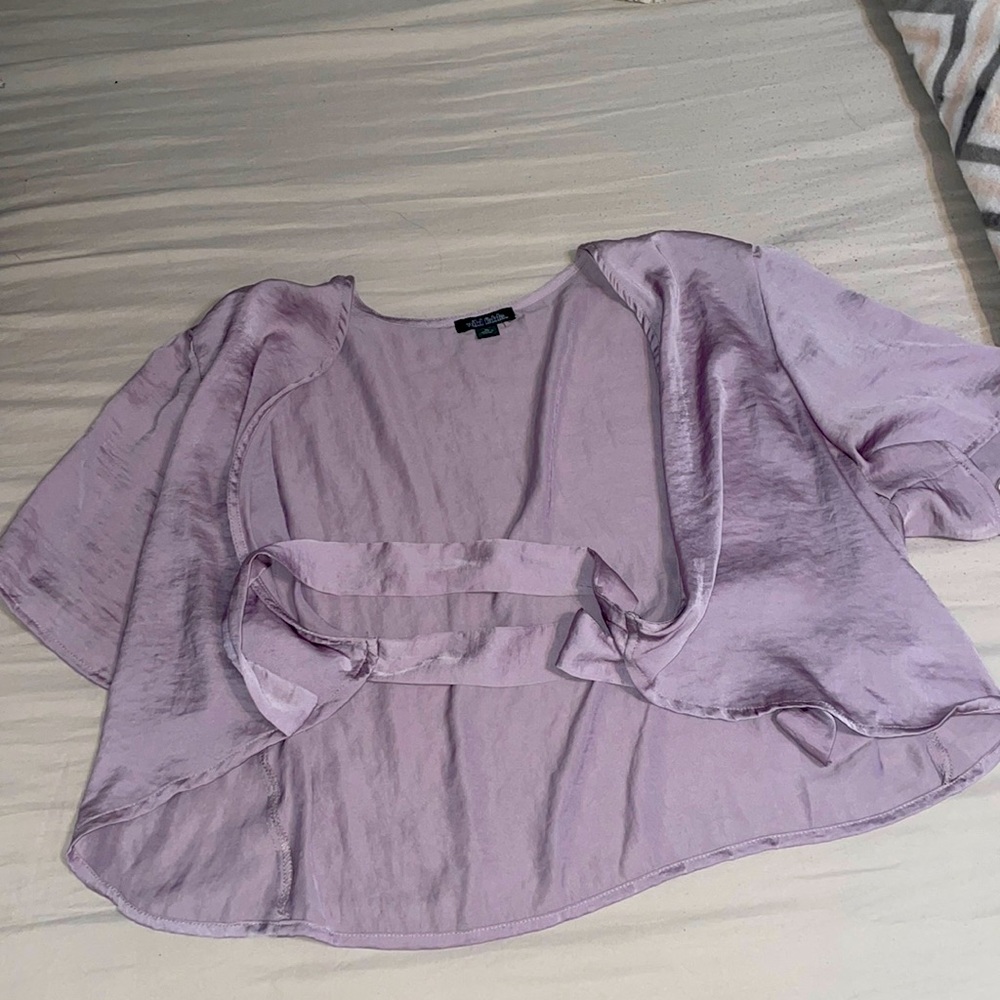 Purple silk tie shirt